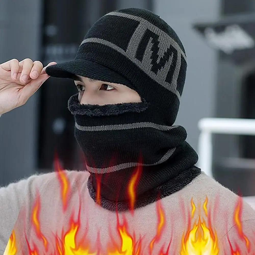 

Winter Thermal Beanie Hat Scarf Soft Fleece Knitted Hat Warm Windproof Neck Scarf Cap Men Women