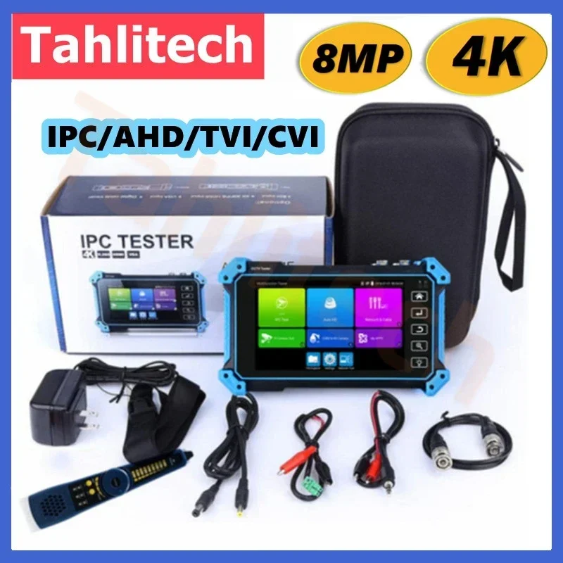 IPC & Analog Camera Tester 4K IP Camera 8MP AHD TVI CVI Test IPC-5200C Plus PTZ VGA HDMI Input Cable Tracer PoE CCTV Tester