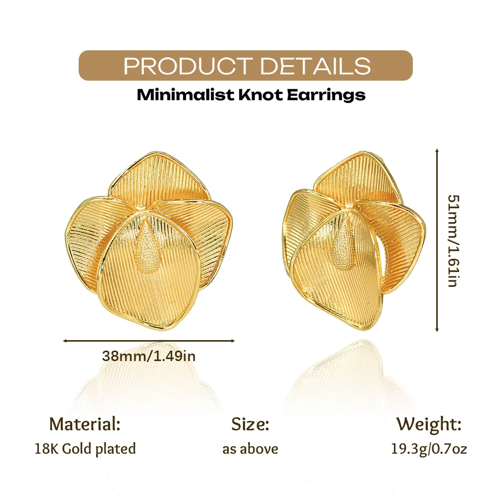 YTJX Vintage Textured Flower Stud Earring 18K Gold Plated Petal Floral Statement Earring Women Luxury Wedding Party Jewelry Gift