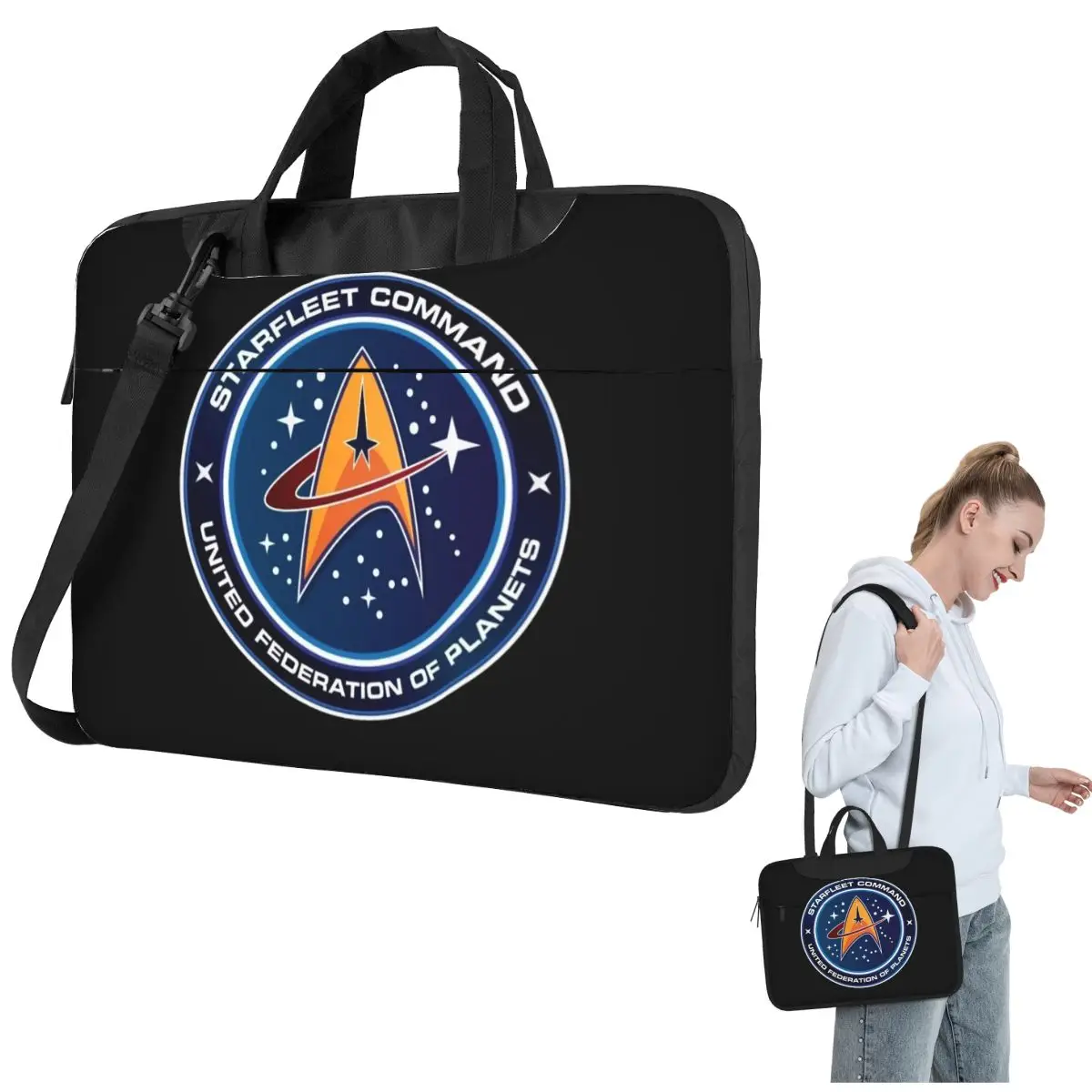 Y2k Stars Treks Starfleet Commend Crossbody Laptop Bag Case Computer Bag 13 14 15.6 Inch Notebook Pouch for Macbook Pro
