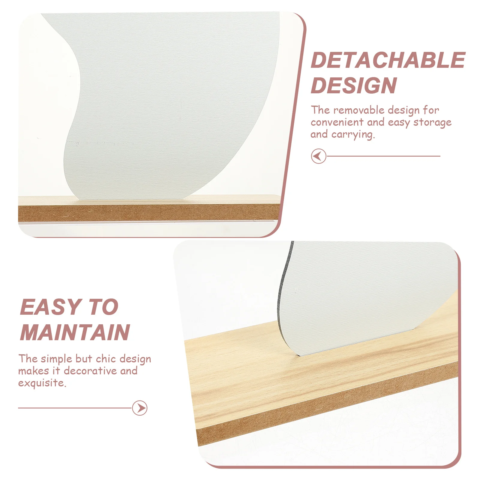 

Foldable Hd Acrylic Makeup Mirror Portable Vanity Table Mirror Wooden Stand Household Bathroom Desktop Decor Dorm