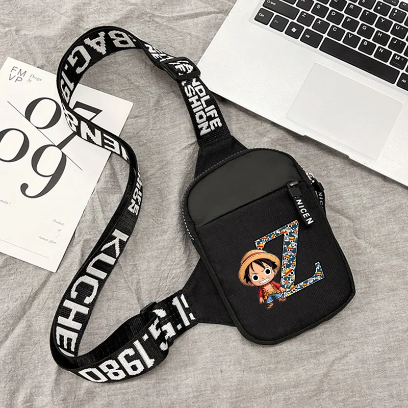 

One Pieces Square Shoulder Bag A-Z Print Lightweight Small Crossbody Bags Trend Mobile Phone Chest Pouch Funny Birthday Gift