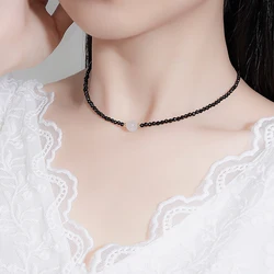 Moon Stone Necklace For Women With Black Spinel Choker Handwork Fashion Jewelry Party Stone Bangle Gold Wholesale