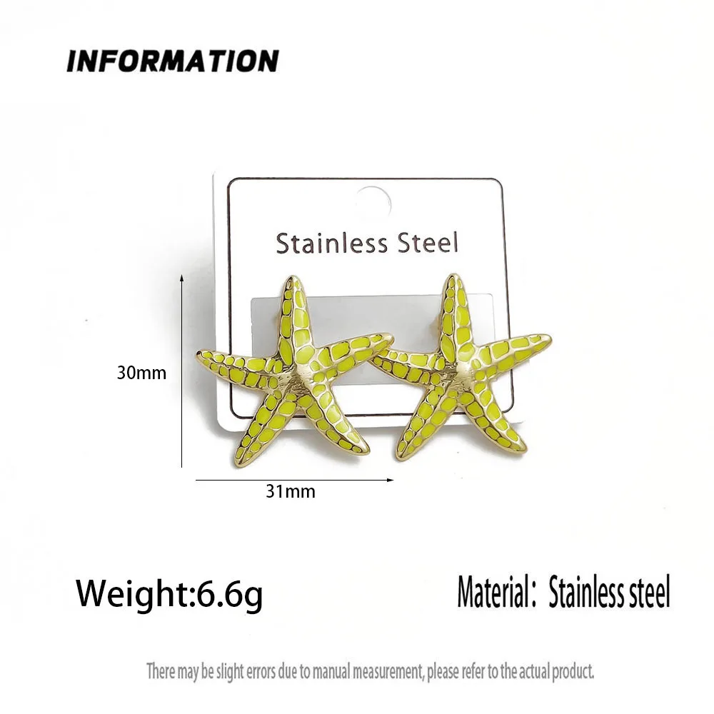 

Light luxury colorful starfish metal earrings, high-quality waterproof jewelry, a gift for girlfriend's earrings.
