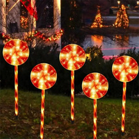 5pcs Lollipop Christmas Garden Lights Lollipops Solar Powered Christmas Decorations Outdoor Waterproof Garden Stake Lights  608