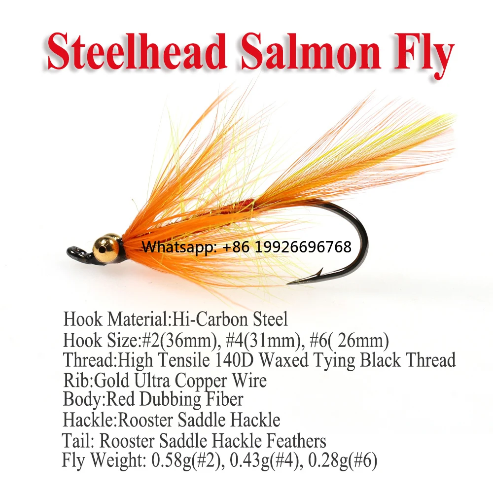 

Metal Bead Chain Eyes Salmon Flies Bass Pike Fly Rooster Saddle Hackle Wet Flies for Trout Fishing Lures Baits manufacturer