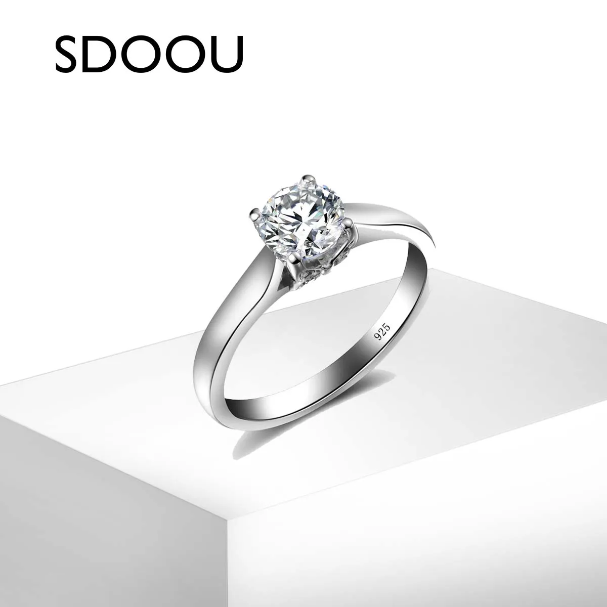 

SDOOU 0.8ct/2ct Minimalist Moissanite Lab Diamond Engagement Rings S925 Sterling Silver Hypoallergenic Jewelry Gift for Women