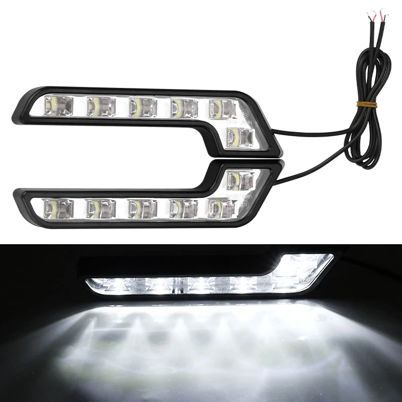 Daytime Running 12V 6 LED Lights L Shaped Driving Lamp Daytime Running Fog Light Waterproof Car LED Lamp Replacement