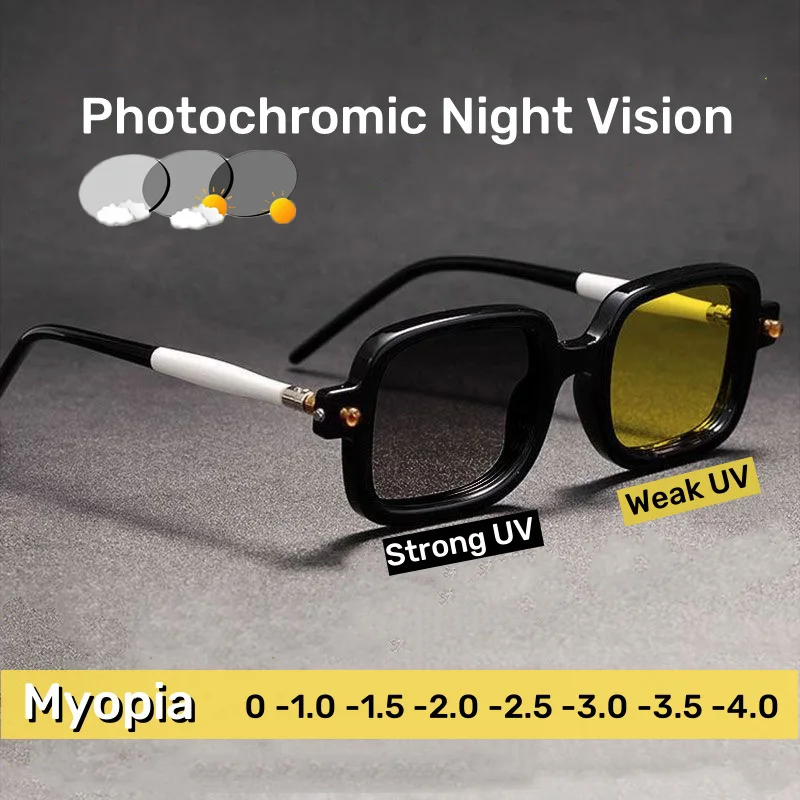 

Fashion Photochromic Night Vision Myopia Glasses UV Resistant Color Changing Mirror High Definition Eye Protection Lenses