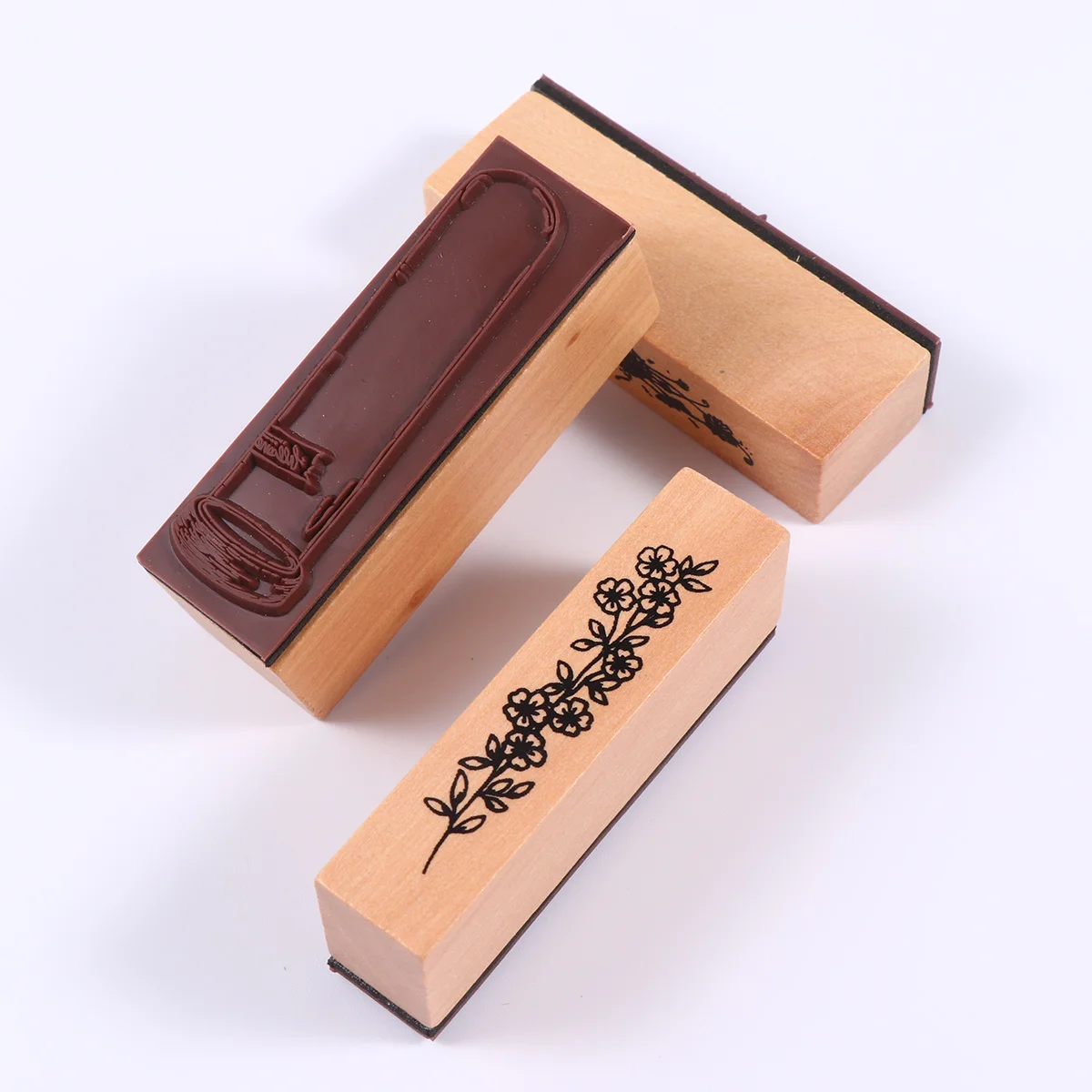 

Assorted Wooden Flower Stamps Set for Craft Scrapbook DIY Home Decor Plant Vase Letters Activity Handmade Art Projects