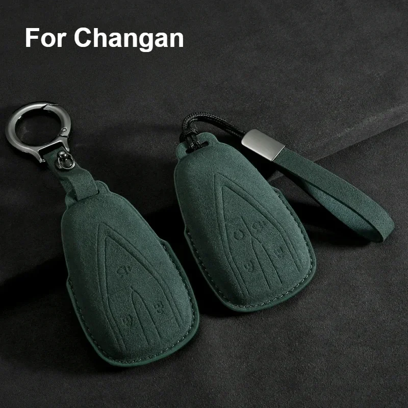 Funda de cuero de ante para llave de coche, carcasa Fob para Changan CS35PLUS CS35 Plus CS55 PLUS CS75 PLUS Eado UNI-T UNI K Oushang X5 X7 EV