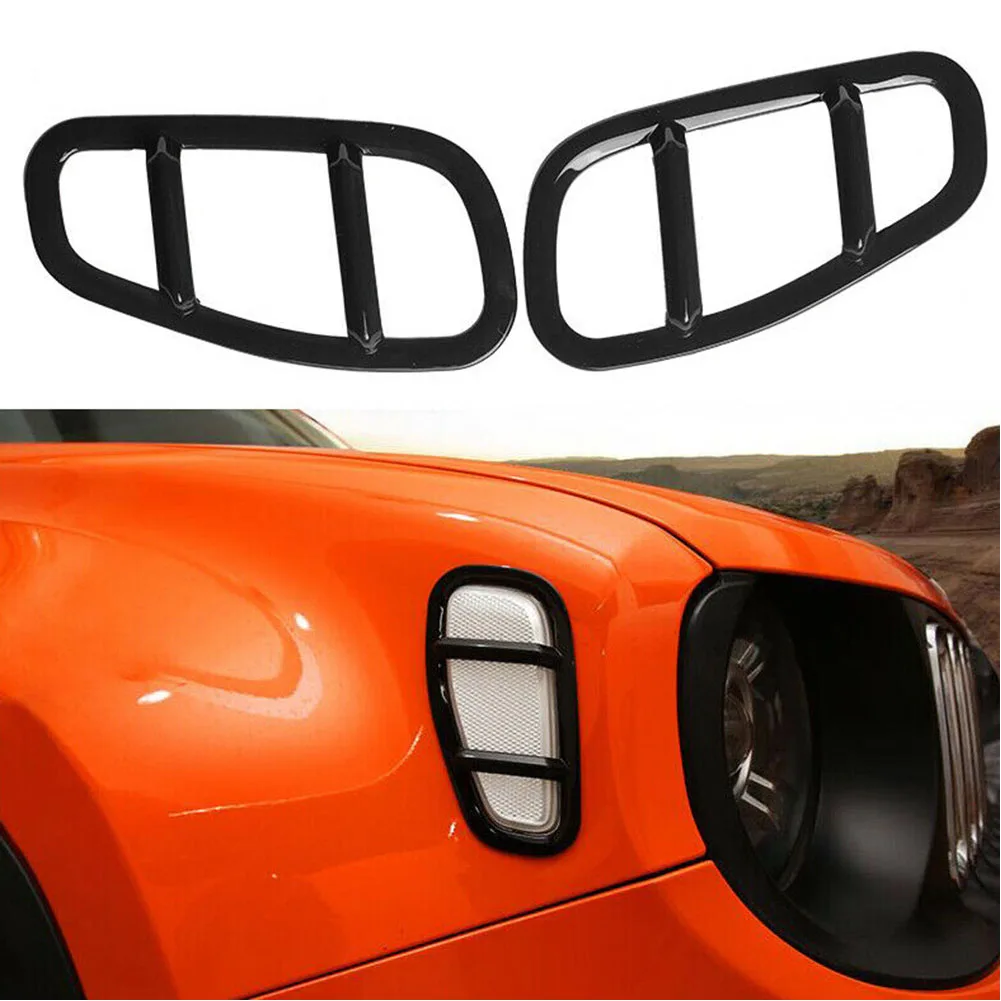 

2x Car Side Lamp Cover Cap Black Car Styling Accessory For Jeep For Renegade 15-19 Exterior Parts ABS Plastic Protective Frames
