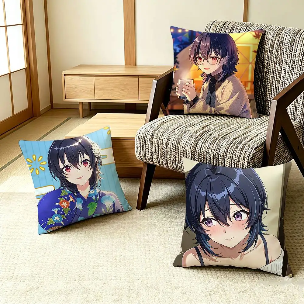 Umi A-Asanagi I Became Friends with the Second   Pillow Case Pattern Printed Pillowcase For Living Room Sofa Cushion Cover
