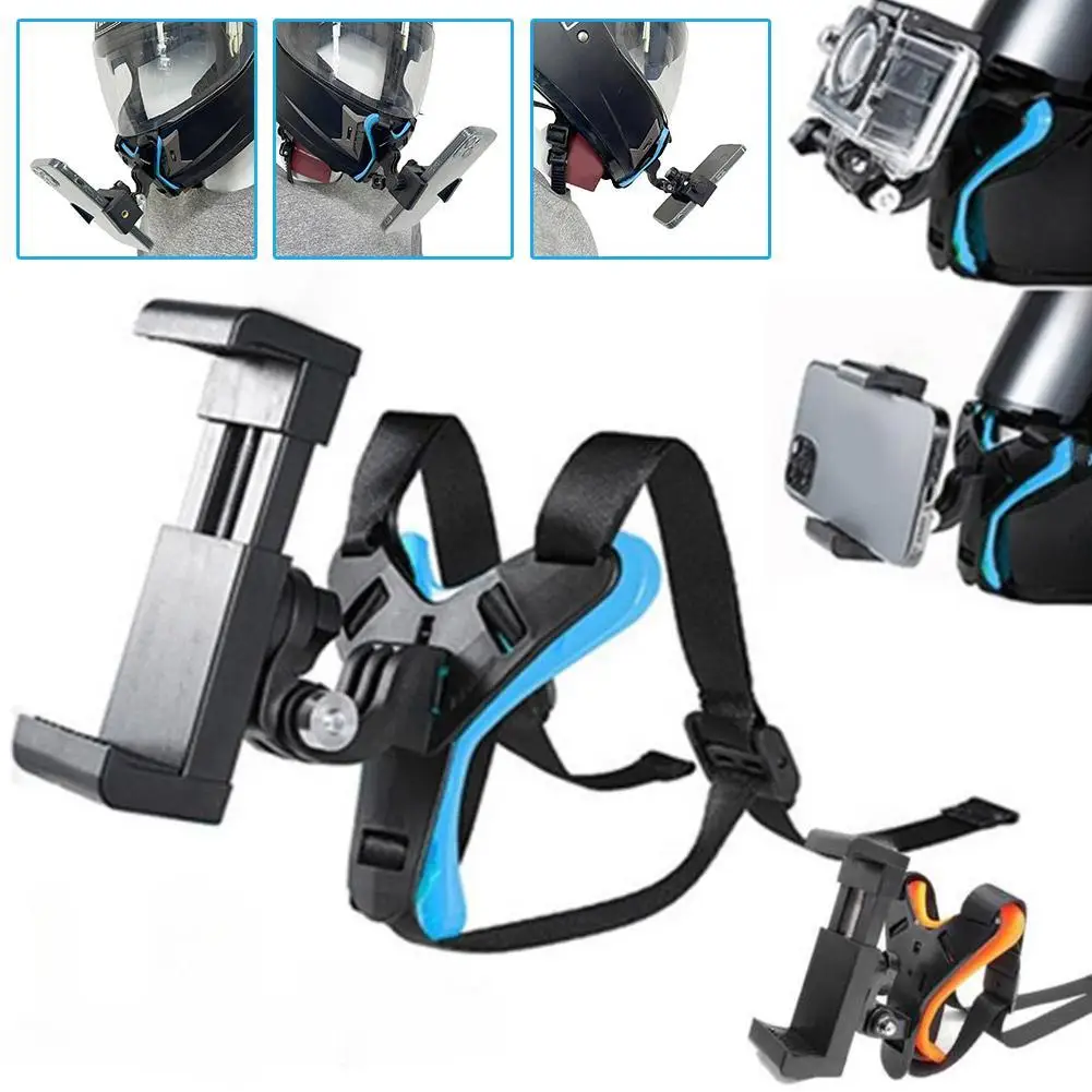 Nouveau support de mentonnière pour casque de moto avec Clip de téléphone pour GoPro Hero 11 10 9 caméra d'action support de téléphone portable intégral