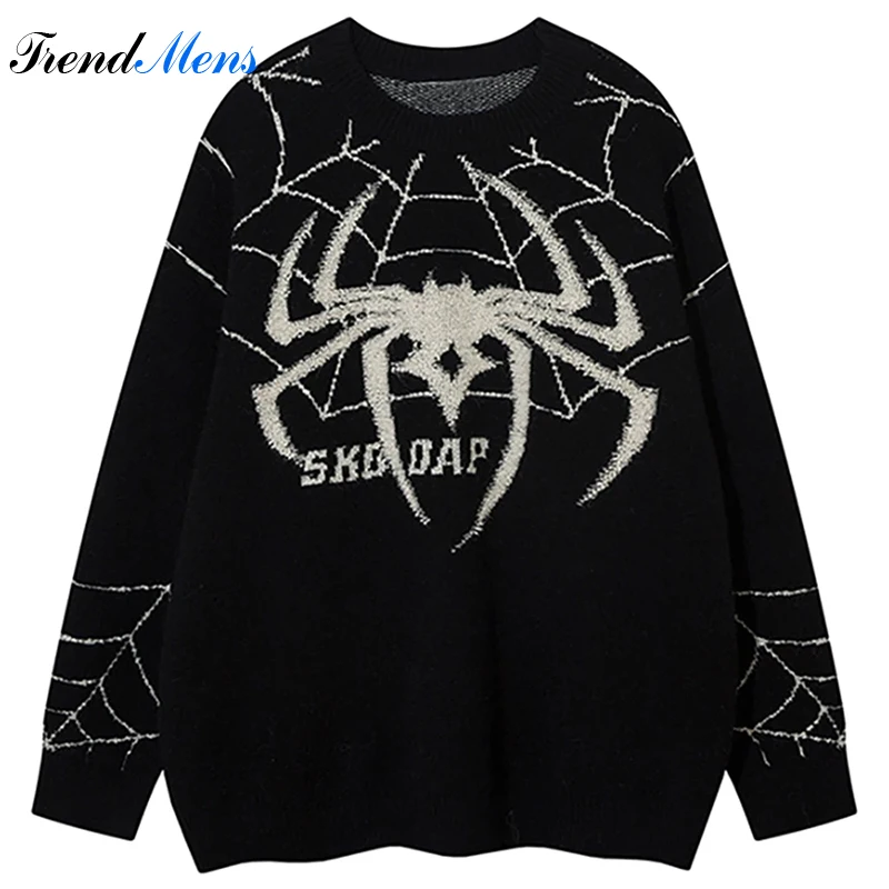 

Spider Sweater Male Dark Style Vintage Knit Pullovers 2023 Winter American High Street Harajuku Women's Sweater Oversize Jumper