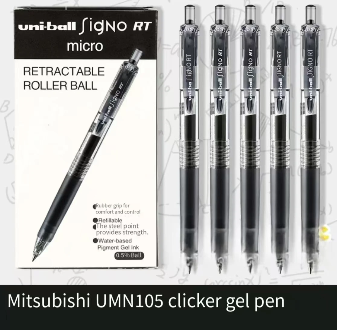 Uni‑ball UMN‑105 Gel Ink Rollerball Pen, 0.5mm Black Ink, Student Exam Writing Pen For Daily Practice & Test Use