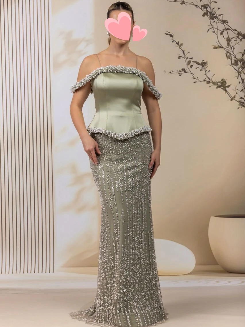 Oisslec Dress Elegant Vintage Sweet Pearls Mermaid Lace New Stylish Customize Formal Occasion Prom Dress Evening Party Gowns