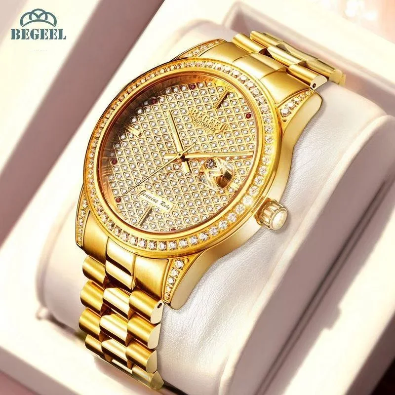 

Мужские часы BEGEEL, механические часы, полностью автоматические механические часы, джентльменские механические часы, светящиеся мужские часы