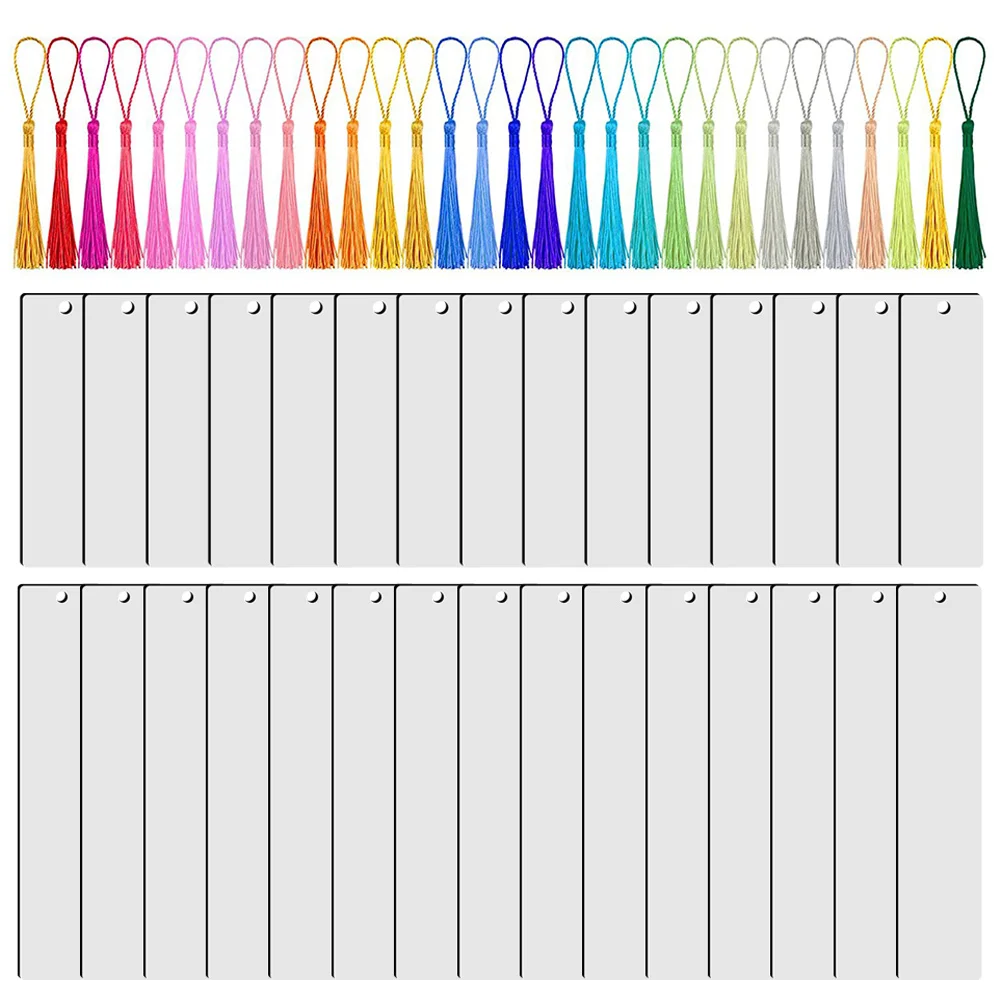 

Thermal Transfer Bookmark Tassel Bookmarks for Tag Colored Sublimation Markers MDF Blanks with Colorful Tassels Painted