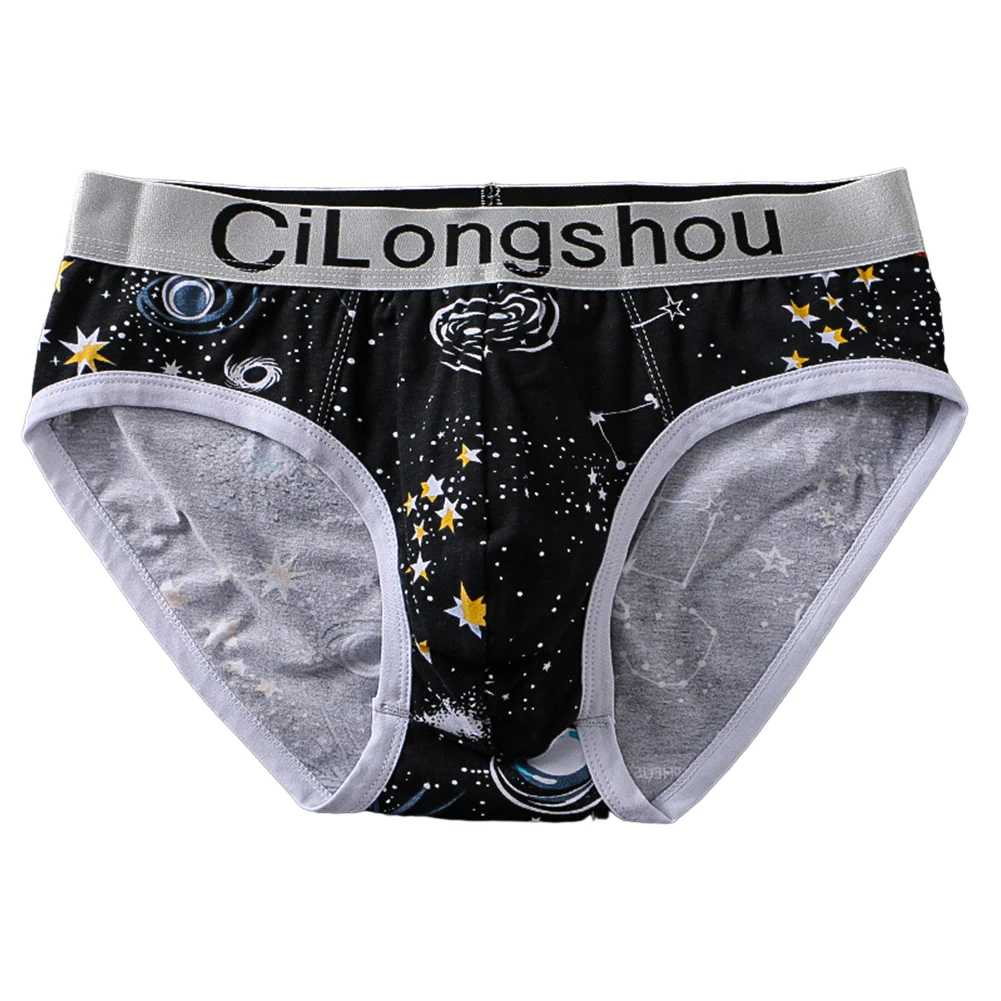 Mens New Gay Cotton Underwear Breathable Soft Underpants Bulge Pouch Print Briefs Seamless Lingerie CottonMen Bulge Pouch Briefs