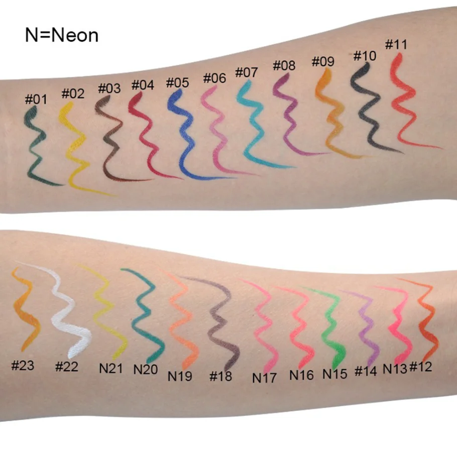 24-Farben-Rosa-Tube, wischfester, wasserfester Eyeliner, veganes Make-up, Großhandel, Private Label mit individuellem Logo-Eyeliner