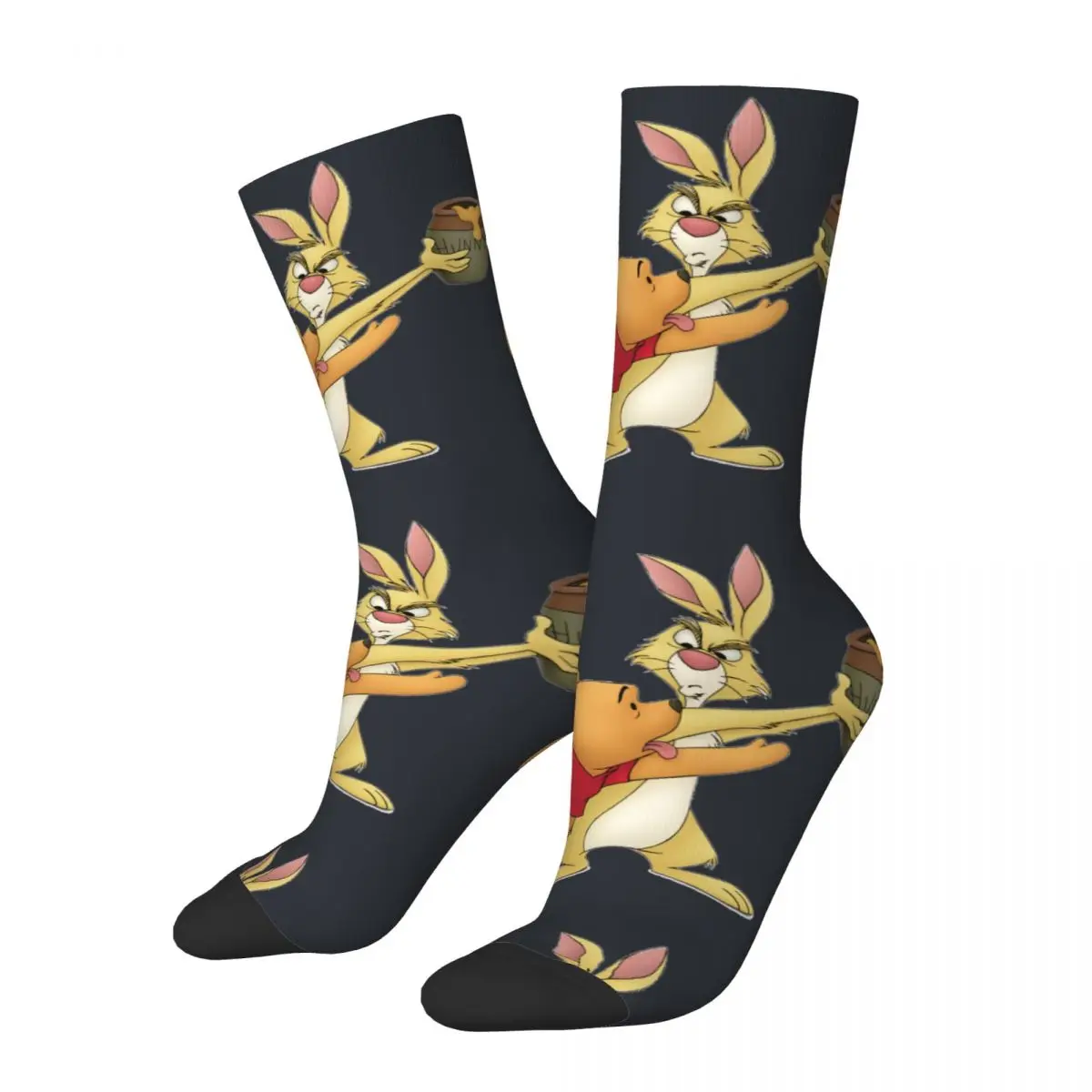 Crazy compression Trying To Take Honey From Rabbit Sock for Men Harajuku Disney Winnie The Pooh Seamless Pattern Crew Sock