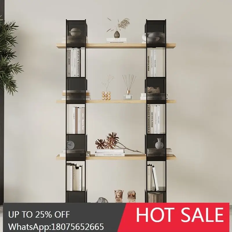 

SGF Storage Bookshelf Transparent Solid Wood Multi-layer Floor-standing Floating Partition Shelf