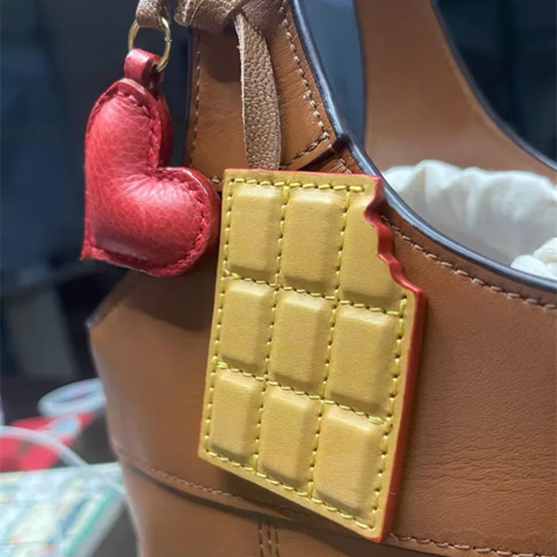 Genuine Leather Chocolate Bag Pendant For LV Handbag Ornament Keychain Decoration Holder Gift Bag Charm Accessories