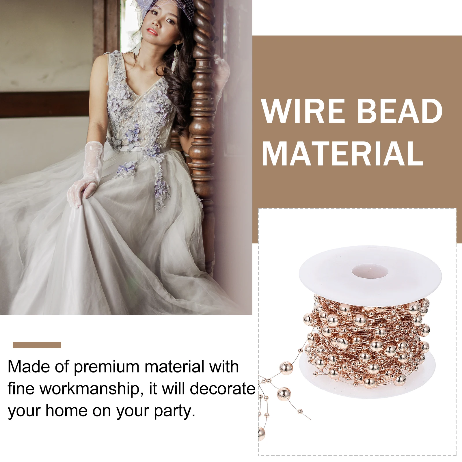 

Decorative Chain Electroplating Wire Beads Plastic Chains for Crafts Wedding Home DIY String Beads Accessories Hanging Ornament