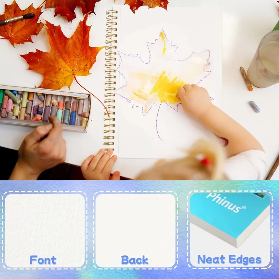 30 ورقة كراسة الرسم بالألوان المائية 5.5 × 8.5 بوصة ورق ألوان مائية بارد Pr 140lb 300gsm لوحة ألوان مائية حلزونية للبالغين Mi