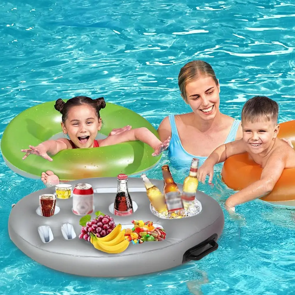 Inflatable Drinks Holder Summer Pool Beach Bucket Cup Holder Drink Cooler Table Floating Beer Drink Tray Swimming Accessories