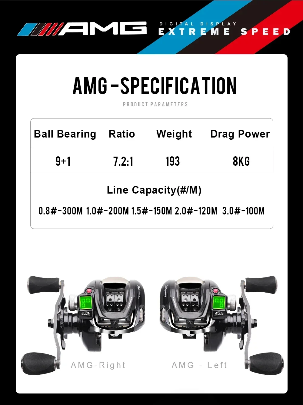 Digital LED BaitCasting 3 Working Model Carp Fishing Reel Digital Screen Function BaitCasting Reel