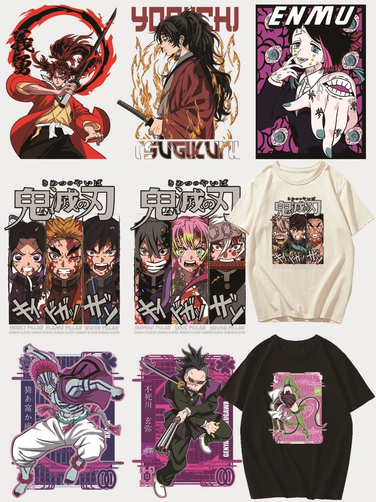 

Кровь аниме Demon Slayer термоклеевые нашивки Akaza полосы аппликации виниловые наклейки железные нашивки моющиеся