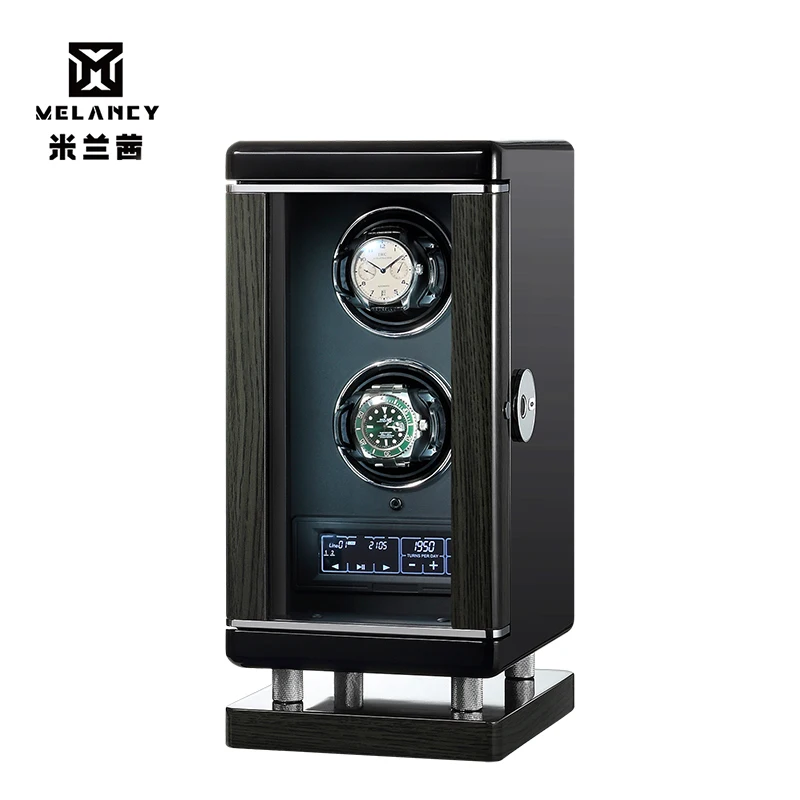 MELANCY Mechanical Automatic Watch Winder Luxury Fingerprint Wood Watch Safe Box Touch Control and LED Light Watches Storage Box