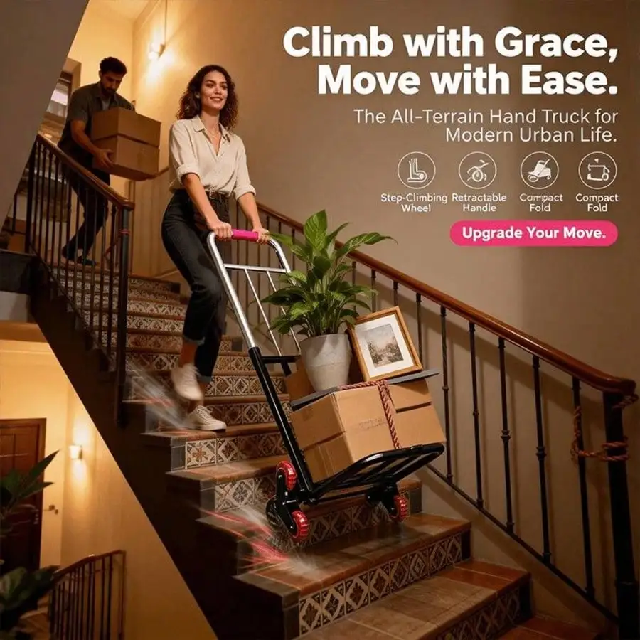 Heavy-Duty Folding Handcart With Stair-Climbing Wheels, Weighing 220/450/680LBS, Compact Folding Shopping Cart With Large Load Capacity, Suitable For Home, Warehouse, Grocery Shopping, Moving - Space-Saving Design - For Material Handling