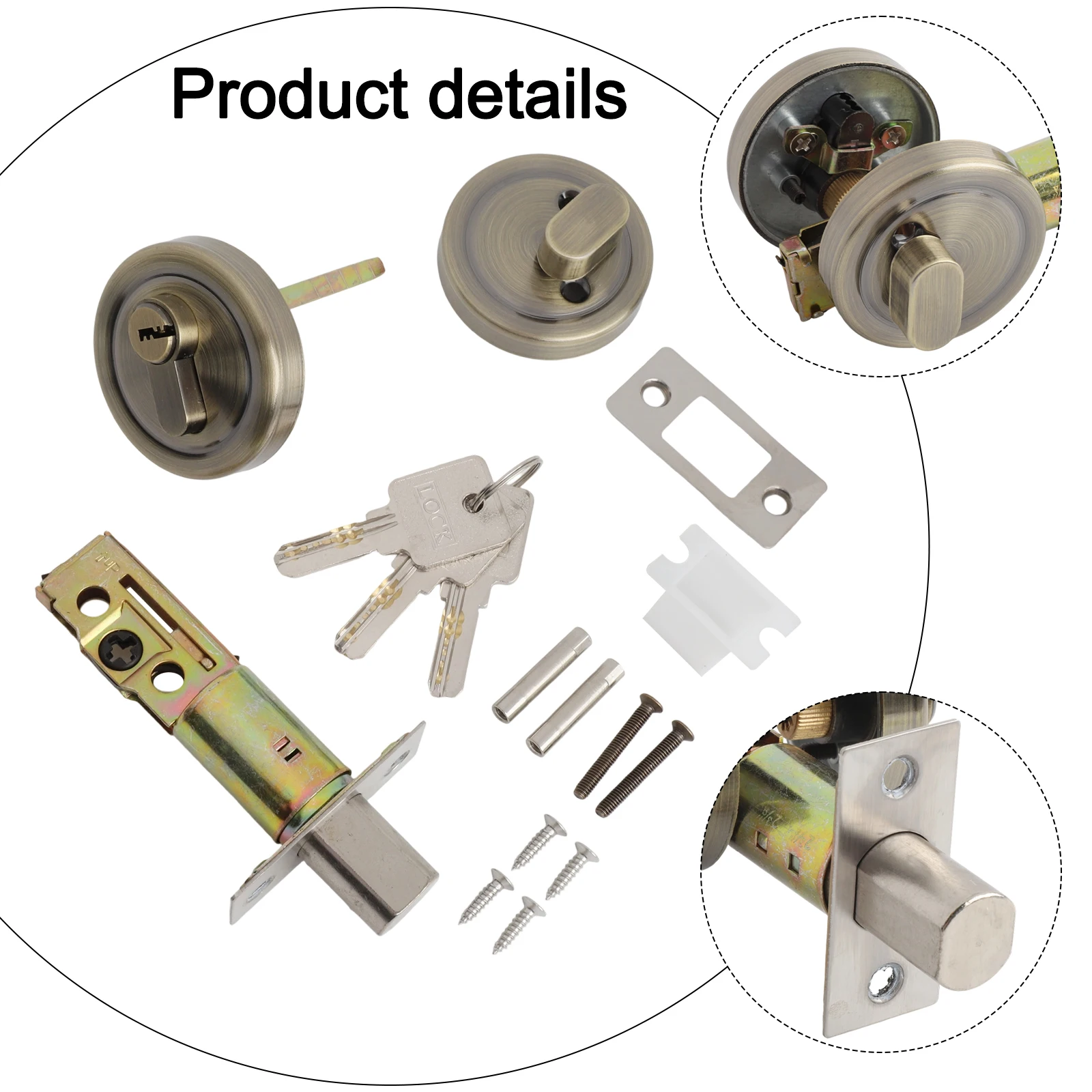 

Home Improvement Bedroom Door Lock Anti Theft Door Lock For Home Key Latch Internal Door Lock Easy Installation