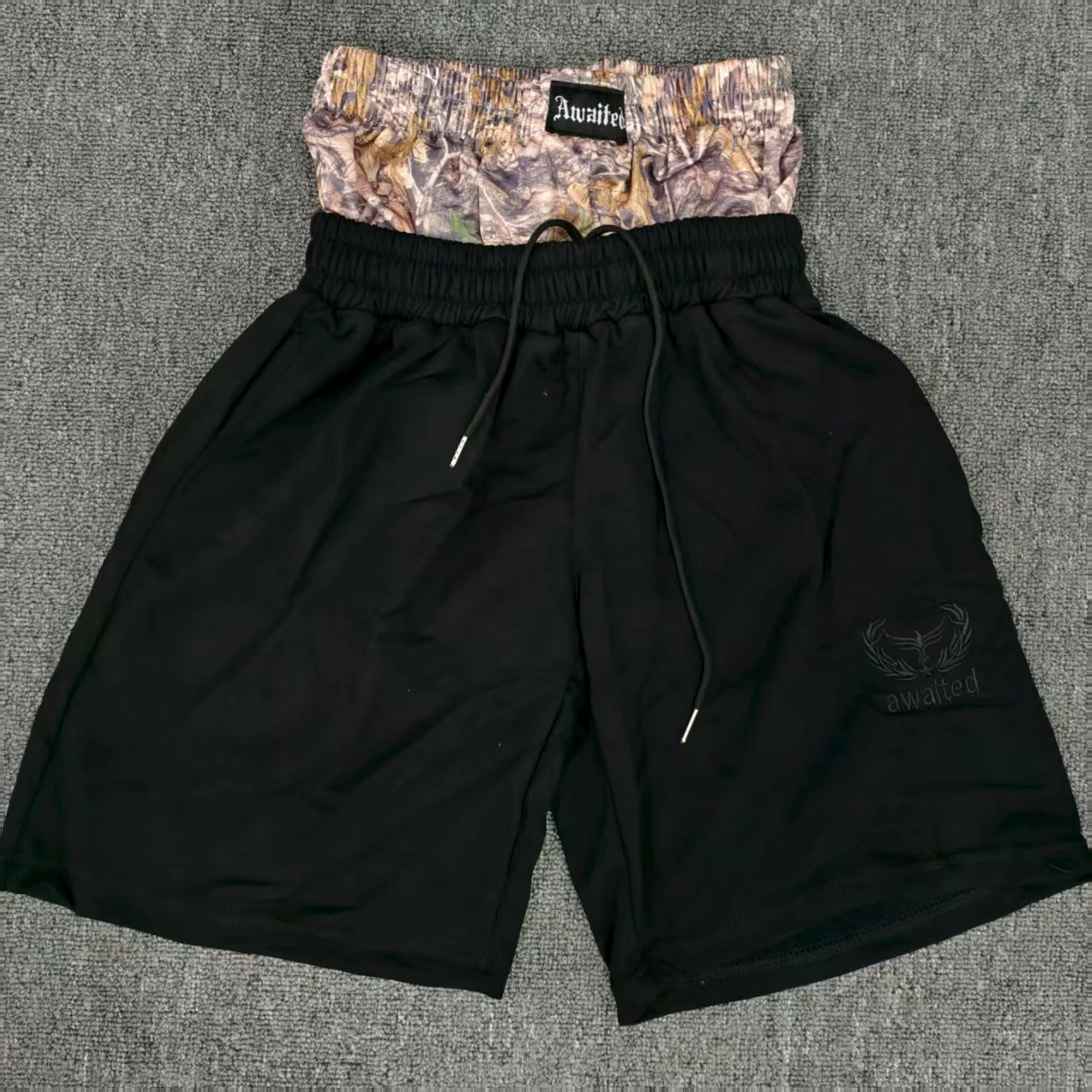 

Y2K Double-Waist Camouflage Sweatpants Retro Pattern Embroidered Shorts Men And Women Hip-Hop Streetwear Casual Loose Shorts