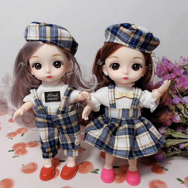 

Cute 1/12 Bjd Doll 16cm 3D Eyes 13 Joints Fashion Casual Clothes Suit Shoes Dress Up Princess Toys for Girls Kids Gift Dollhouse