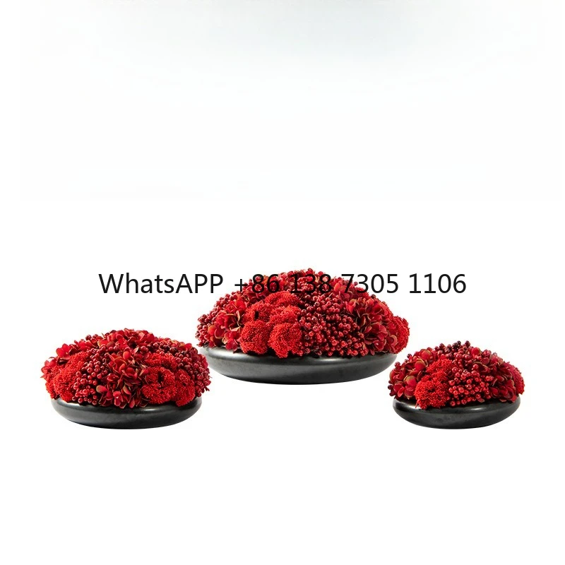 

New Chinese simulation flower red hydrangea berry bogu frame tea room front desk soft decoration