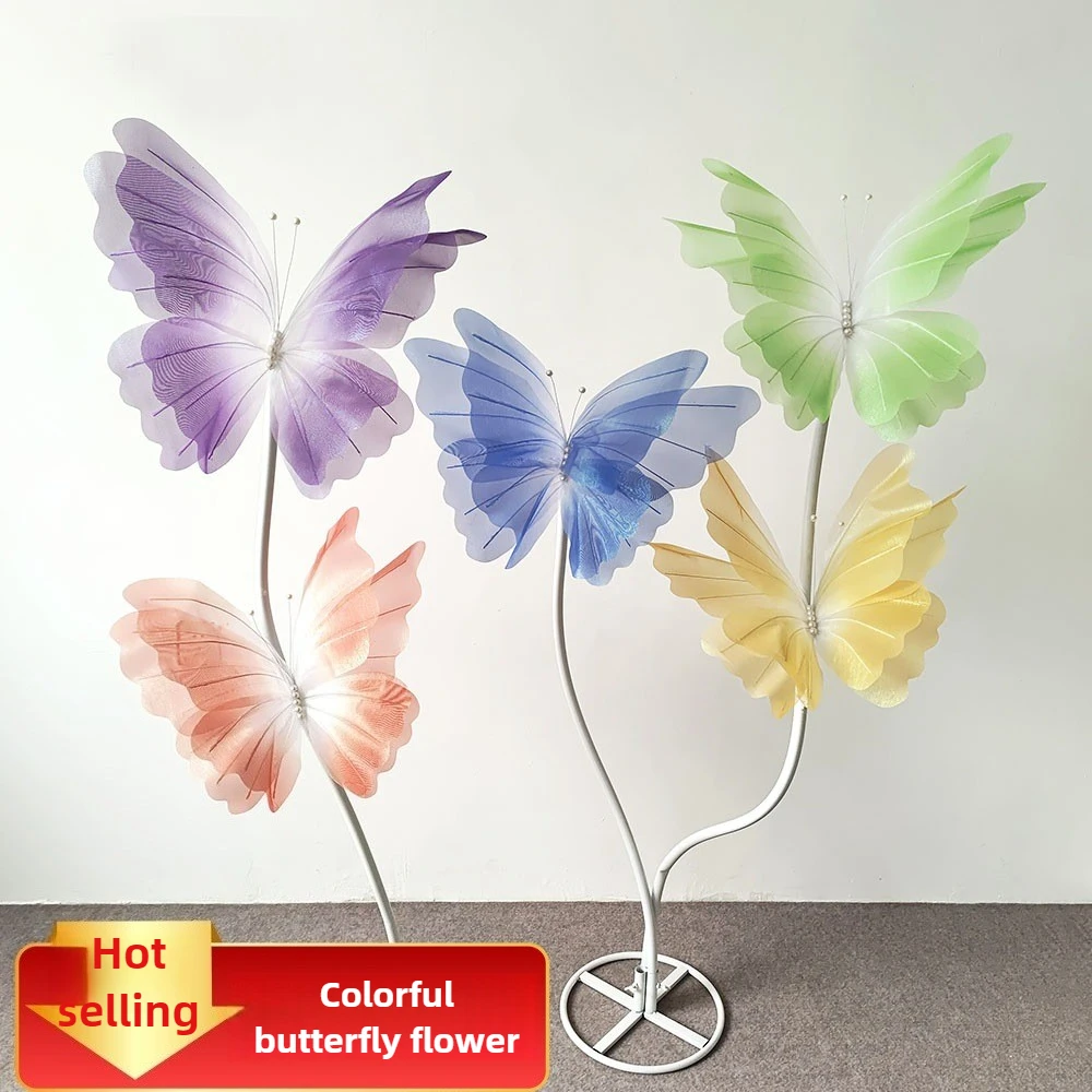 

Colorful butterfly yarn flower wedding window decoration flower artificial flower simulation handicraft colorful silk butterfly