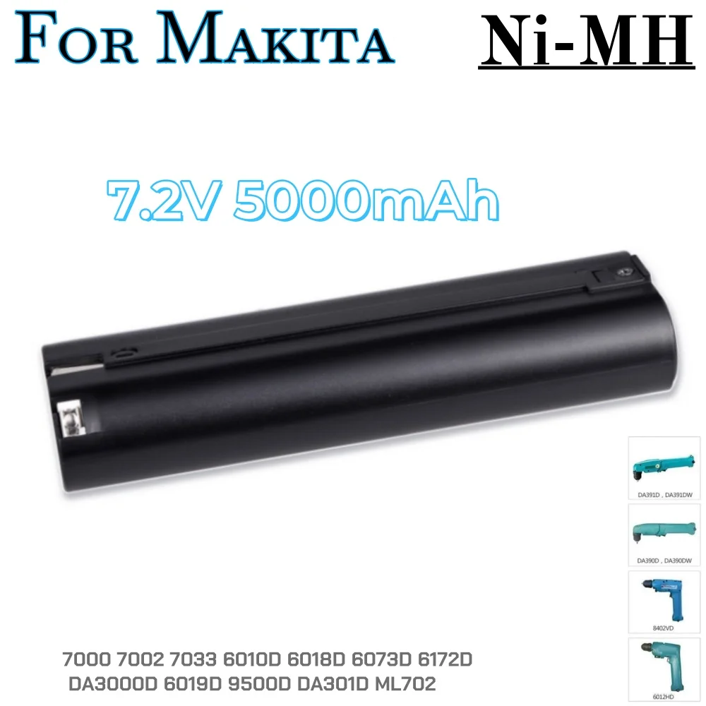 

НОВАЯ сменная Ni-Mh батарея 7.2V 5.0Ah для Makita 7000 7002 7033, 6010D 6018D 6073D 6172D DA3000D 6019D 9500D DA301D ML702