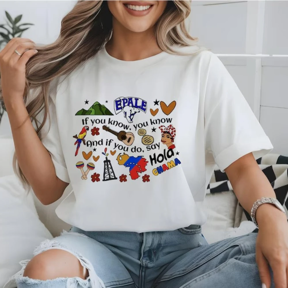 Venezuelan Women T-shirt Caracas Venezuela Shirt Doodles Arepas Chama Gift Summer Unisex Tops for Venezuelan Women Clothing