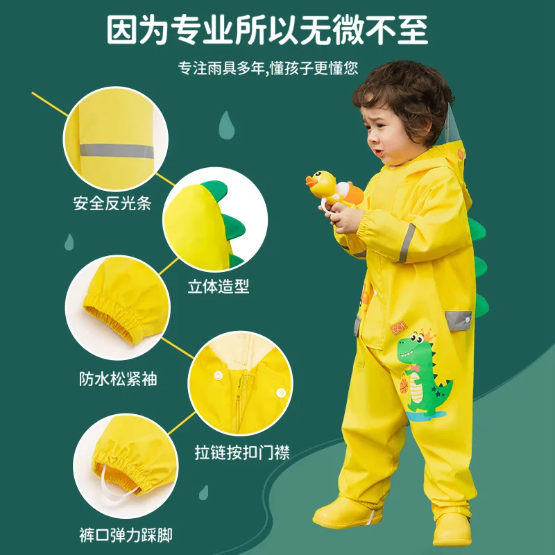 Children\'s Waterproof One-piece Raincoat And Rain Pants Suit Children\'s Rainproof Full-body Suit Baby Summer New Raincoat