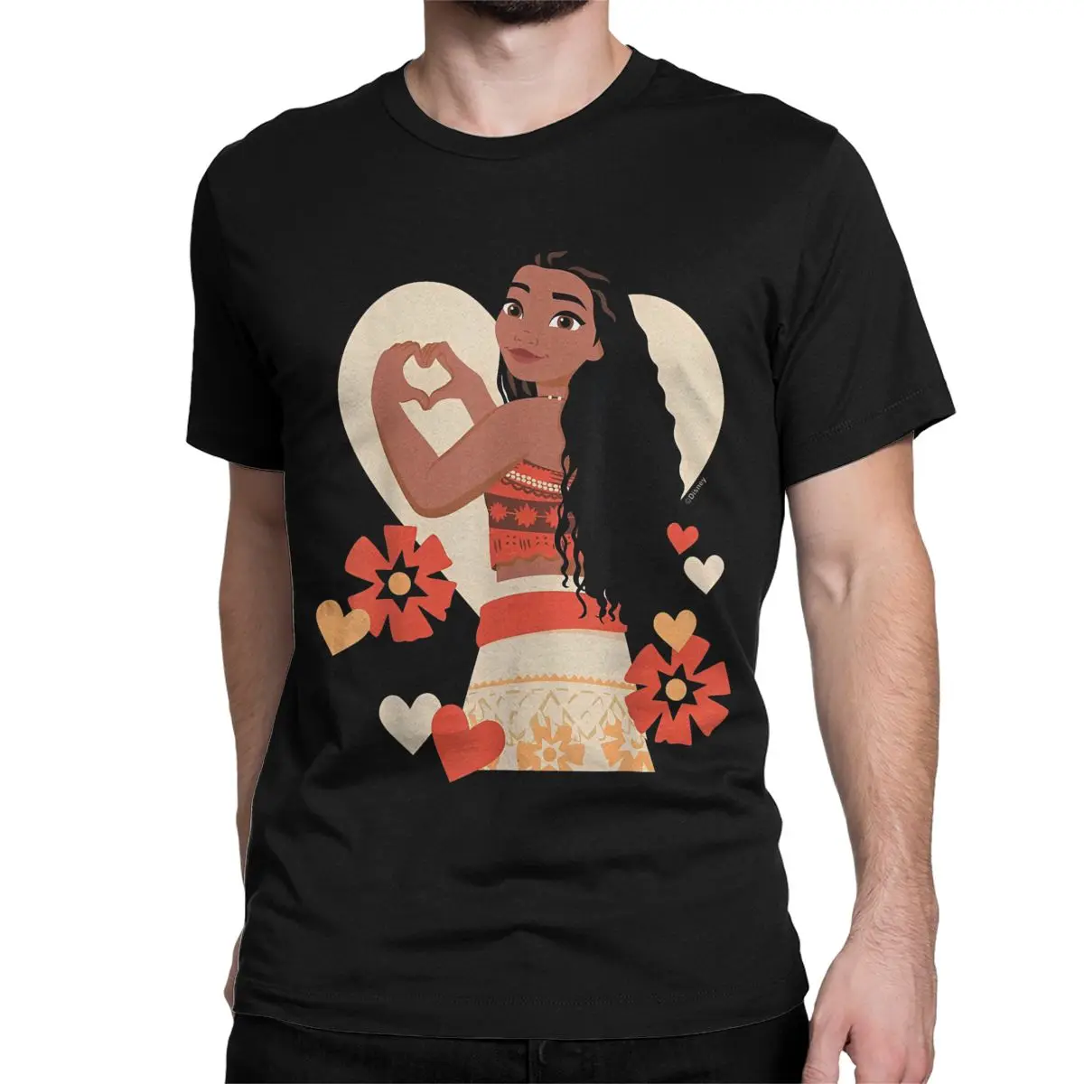 Men Women's Princess Moana Heart Valentine's Day T Shirt Pure Cotton Clothing Casual Short Sleeve Round Collar Tees 6XL T-Shirt