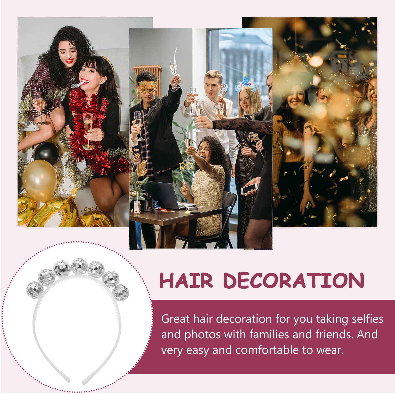 

Disco Ball Headband Cute Band for Party Festival Wear Lightweight Comfortable Decorative Headband Women Cosplay Stage