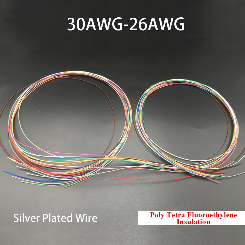 30AWG 28AWG 26AWG Multicolor Plastic PTFE Insulation Silver Plated Copper OFC STRANDED Audio Cable Signal Line Earphone Wire