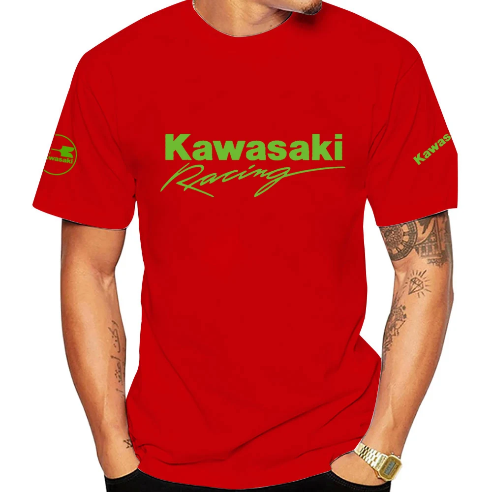 Summer Kawasaki Motorcycle Men T-shirt Summer Short Sleeve Sport Women Tee Shirts  100% Cotton Male sports Clothes Tops