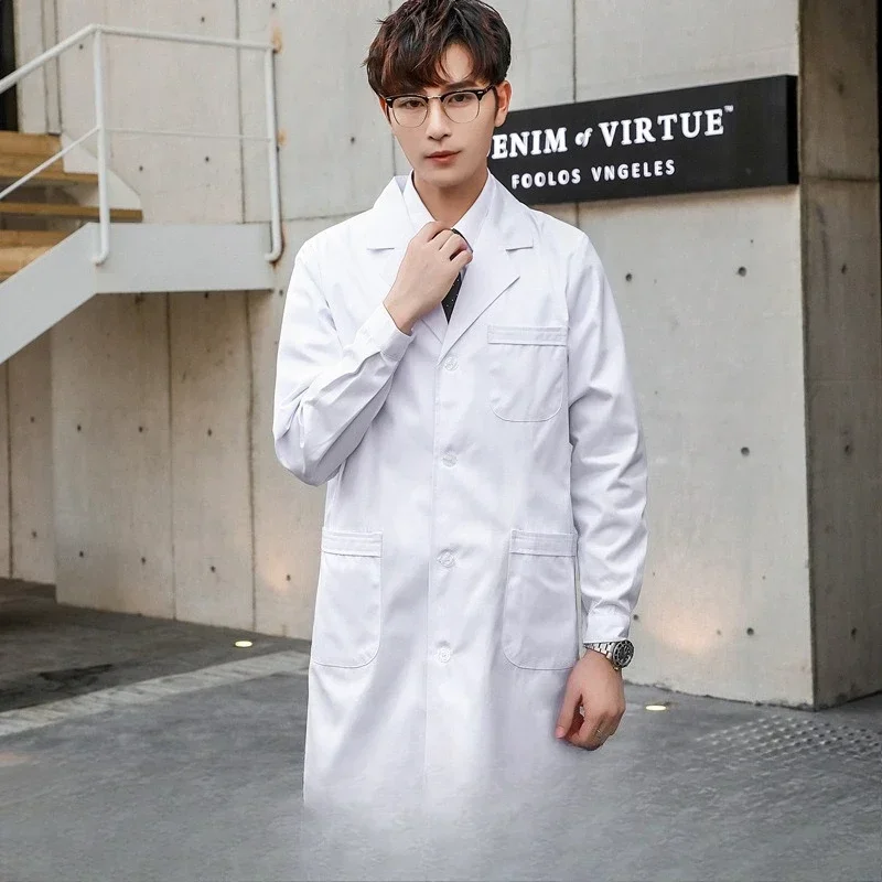 Unisex witte laboratoriumjas met lange mouwen, arts, verpleegstersuniform voor ziekenhuiskliniek, laboratorium, schoonheidssalon