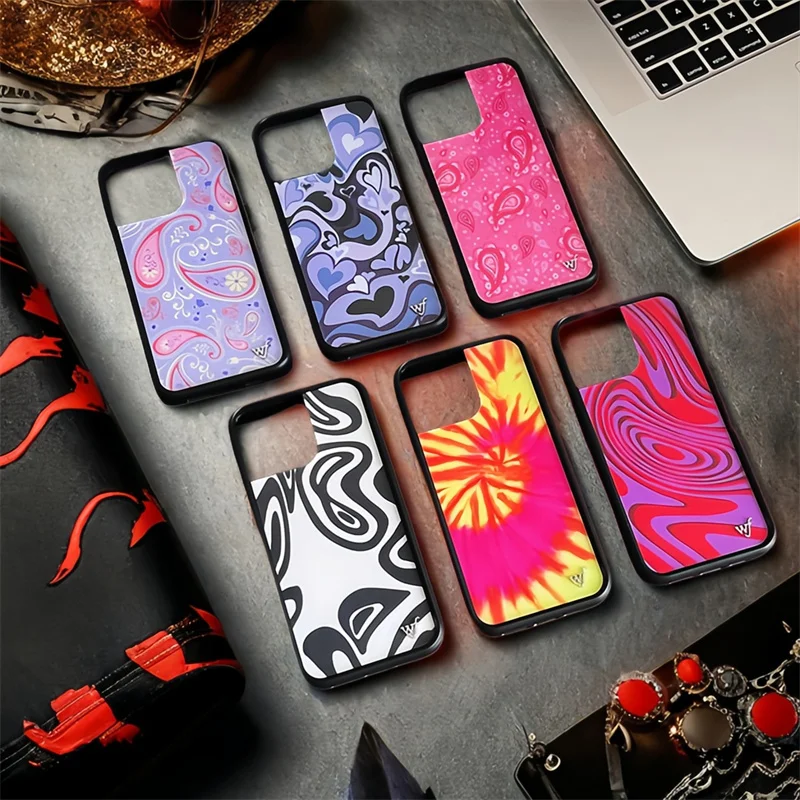 

Wildflower 3D Flower Water droplet Pattern wf Phone Cover for iPhone 16 15 14 13 Pro Max Plus Cute Cartoon Purple heart wf Case