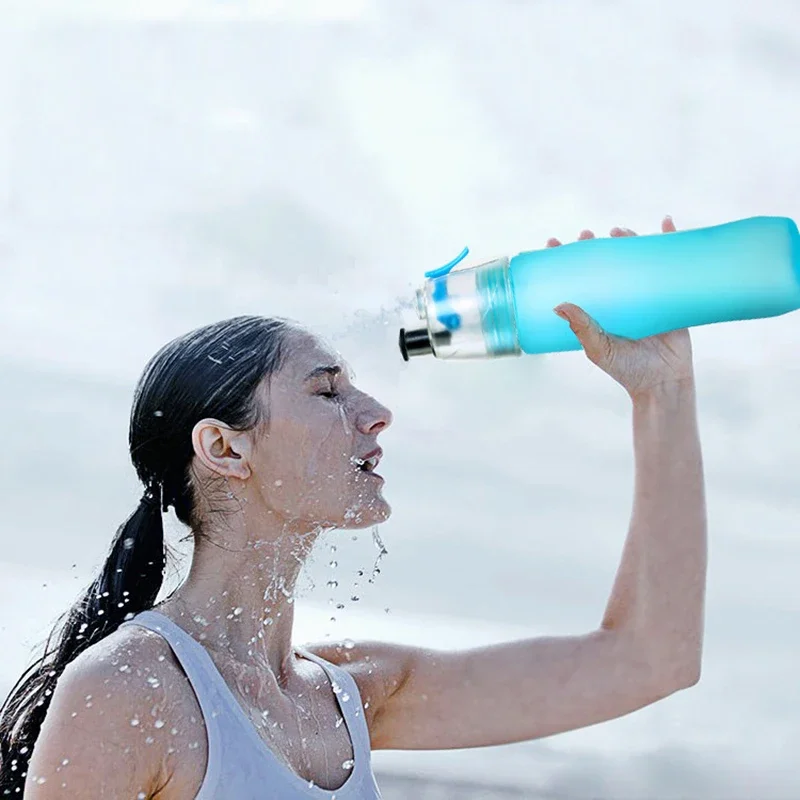 740ML Scrub Sports Water Bottle Portable Plastic Spray Bottle Leakproof Travel Cup Candy Color Yoga Camping Drinking Tools